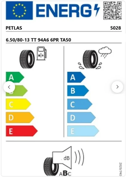 Petlas 6.50/80-13 TT 94A6 6PR TA50 Çapa Makinesi Lastiği (Üretim Tarihi:2025) 50282025 - 2