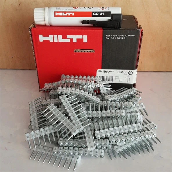 Hilti Gx 100/120 Gazlı Tabanca Çivisi 2.7 mm 750 Adet + GC 22 Gaz Tüpü Dahil
