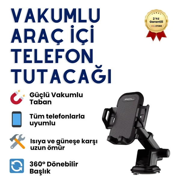 Araç İçi Telefon Tutacağı Vakumlu Sabit Stand Güçlü Tutuculu Kayıp Önleyici Aparat Tutucu ürün görseli 1