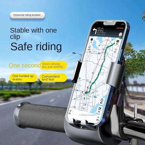 Bisiklet Motosiklet Telefon Tutucu Ayna Bağlantılı,Otomatik Kilitlemeli Metal Bağlantı Aparatlı - 4