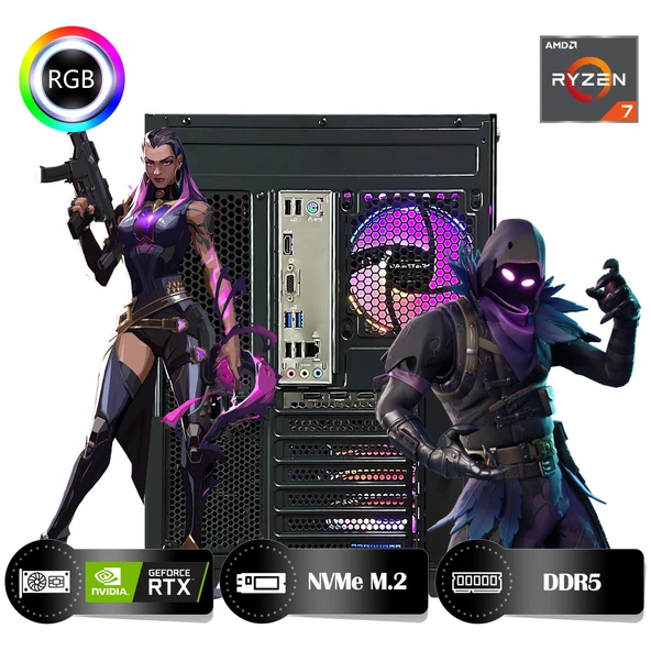 HYPER ROCKET One HRA324060 Ryzen 7 8700F 32GB Ram 1TB Nvme M.2 SSD RTX4060 8GB Masaüstü Oyuncu Bilgisayarı - 3