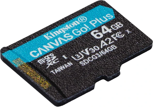 Kingston 64GB microSDXC Canvas Go Plus 170R A2 U3 V30 Card + ADP Hafıza Kartı | SDCG3/64GB - 3