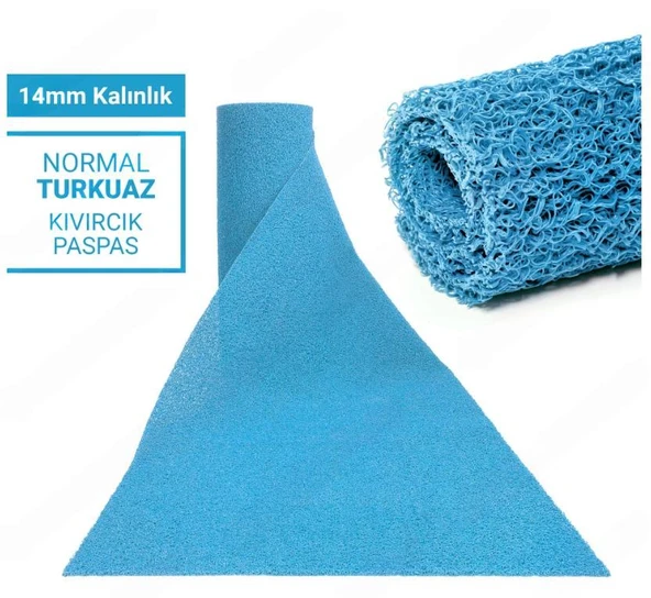 100X250CM TURKUAZ KIVIRCIK PASPAS-HALI KAYMAZ YOLLUK LİDYA 14MM ürün görseli 1