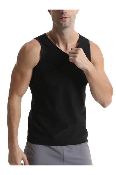 Erkek Termal Sauna Atlet Yağ Yakımınıza Zayıflamanıza Yardımcı Renk Siyah(EX-04) - 9