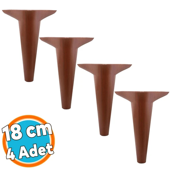 Lüks Mobilya Kanepe Sehpa Puf Koltuk Ayağı 18 cm Kahverengi Ahşap Desenli Baza Ayak 4 Adet ürün görseli