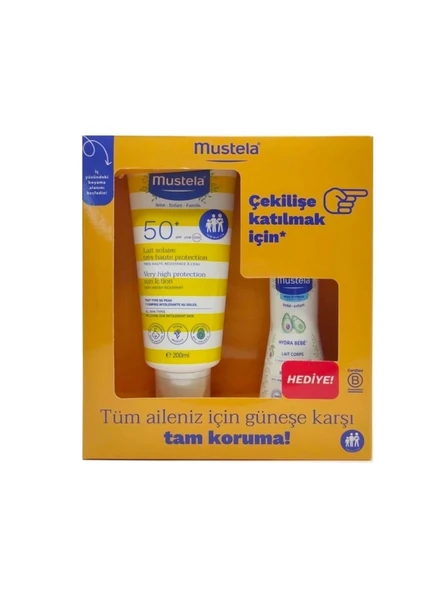 Mustela Güneş Losyonu SPF50 200 ml + Mustela Hydra Bebe 100 ml