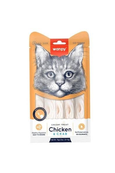 Wanpy Kremalı Tavuk Ve Yengeçli Kedi Ödül Maması 5 Adet 14 gr