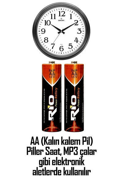 Rio 24lü (12 AA + 12 AAA) İnce ve Kalın Kalem Pil Seti Saat R03 ve R6P Pili Çinko Karbon Pil Zn-C 1.5V - 5