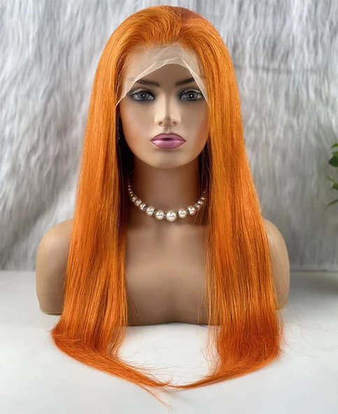 Gerçek Front Lace Tül Peruk - Düz - Canlı Bakır 70-75cm