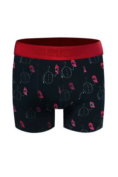 Erkek Kırmızı Yılbaşı Desenli Boxer 0002