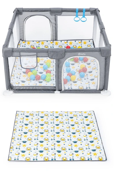 Playard Maxi Güvenli Bebek Ve Çocuk Oyun Alanı Oyun Parkı 150x150cm Oyun Matı Ve Topları - 12