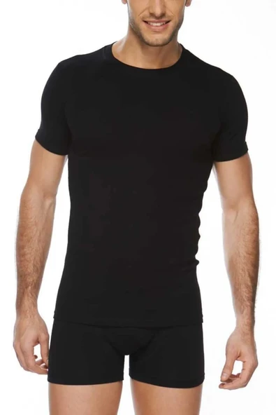 Erkek Beyaz Sıfır Yaka Bambu T-shirt