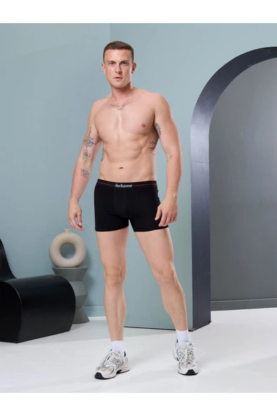 Erkek Siyah Pamuklu Likralı Boxer 2051