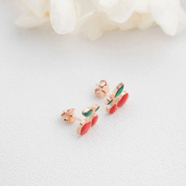 Vaoov 925 Ayar Gümüş Mineli Kiraz Küpe - Resim 4