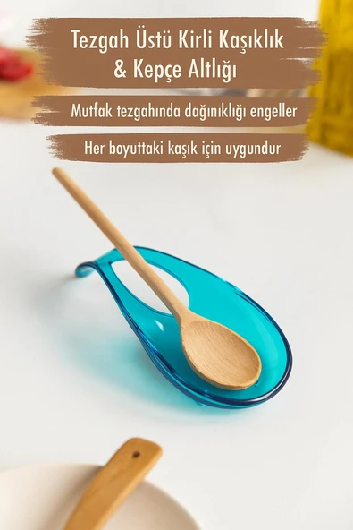 Akrilik Aquamarin Tezgah Üstü Kirli Kaşıklık & Kepçe Altlığı