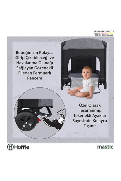 Mastic Anne Yanı Sallanır Cibinlikli Oyun Parkı Bebek Beşik 70x110 Cm - 10