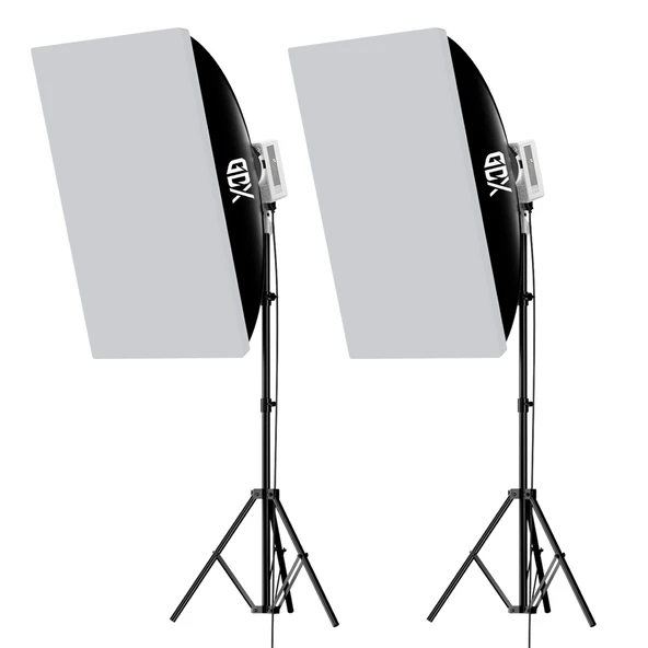 Gdx ML-Kit 2 COB LED Youtube Sürekli Video ve Fotoğraf Işık İkili Set + Gdx BW-6090 Softbox - 3