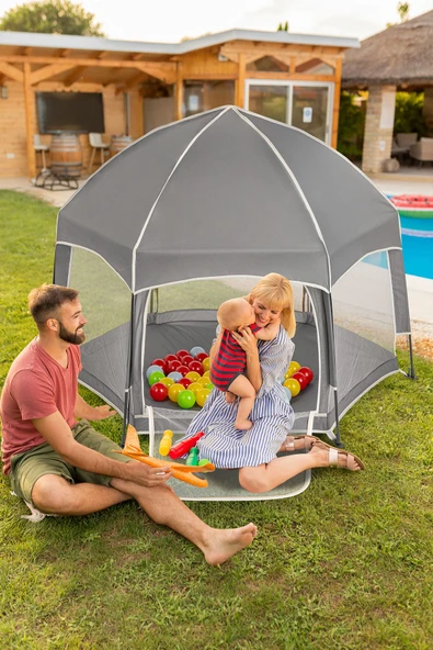 Foldy Plus Katlanabilir Bebek Ve Çocuk Oyun Parkı-Alüminyum-Kolay Kurulum,Oyun Matı Ve Toplar - 4