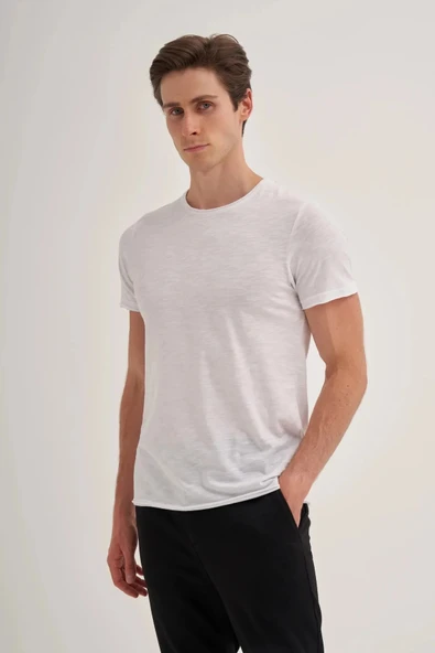 Cazador Slim Fit Bisiklet Yaka Pamuklu Düz Tişört