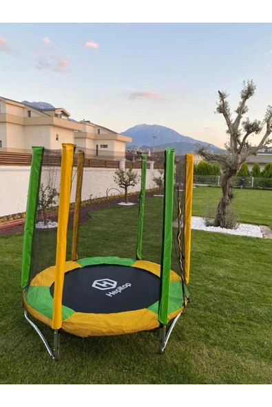 Hepitop 140 Cm Ev Ve Bahçe Tipi File Korumalı Büyük Boy Fileli Çocuk Oyun Alanı Trambolini - 2