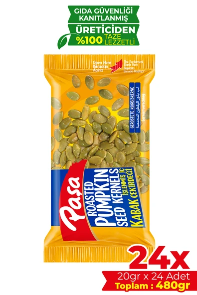 İşlenmiş İç Kabak Çekirdeği 20 gr x 24 Adet (480gr)