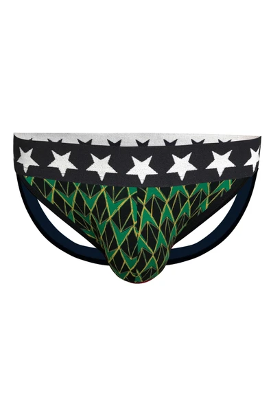 Erkek Arkası Açık Desenli Yeşil Jockstrap 6776