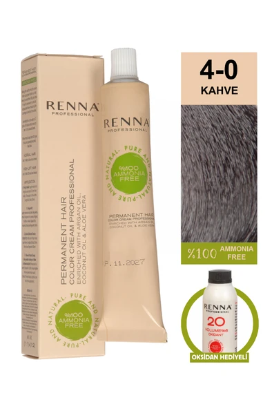Renna Bitkisel Amonyaksız Saç Boyası 60 Ml 4-0 Kahve Oksidan Hediyeli ürün görseli