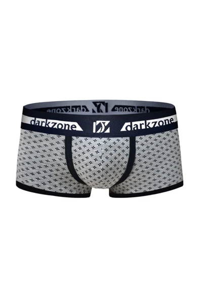 Erkek Siyah Biyeli Desenli Gri Kısa Boxer 3213