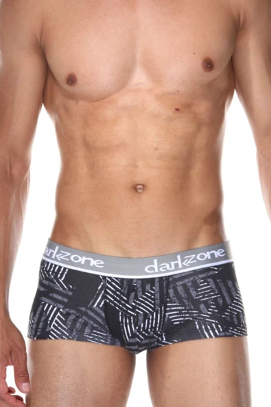 Erkek Üçgen Desenli Siyah Hipster Boxer 3317