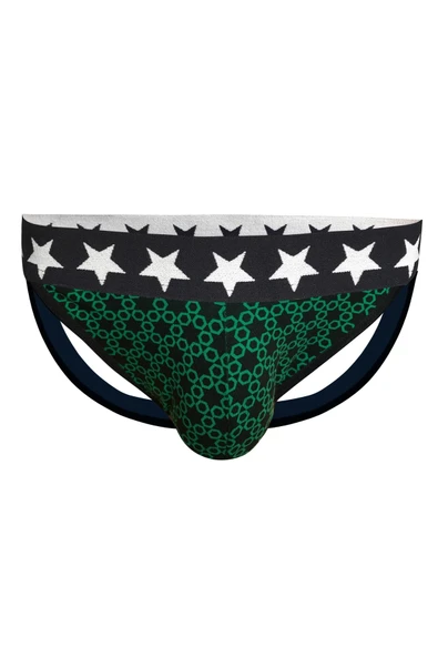 Erkek Arkası Açık Desenli Yeşil Jockstrap 6770