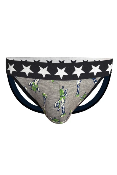 Erkek Arkası Açık Hayvan Desenli Gri Jockstrap 6760