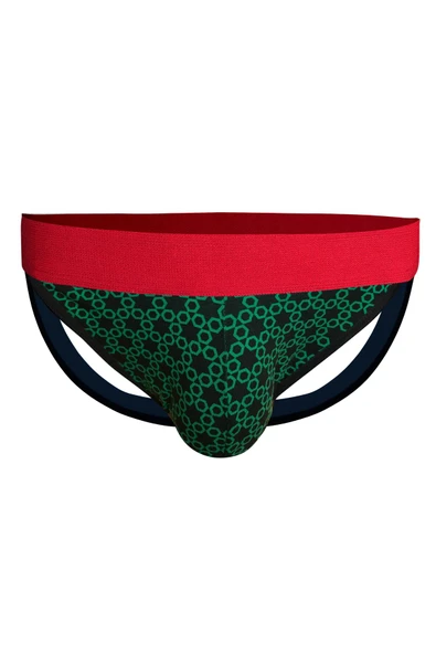 Erkek Arkası Açık Desenli Yeşil Jockstrap 6730