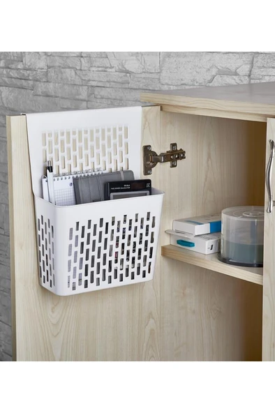 2 Adet Dolap İçi Asılabilir Düzenleyici, Mutfak Banyo Dolap Kapağı Sepet Poşetlik Askılık Organizer - Resim 2
