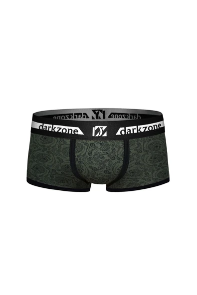 Erkek Siyah Biyeli Kurukafa Desenli Yeşil Kısa Boxer 3216
