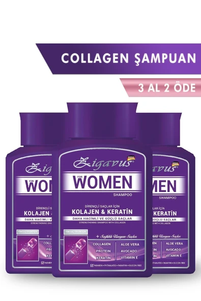 Zigavus Women Kolajen ve Keratin Şampuan 3x300 ml