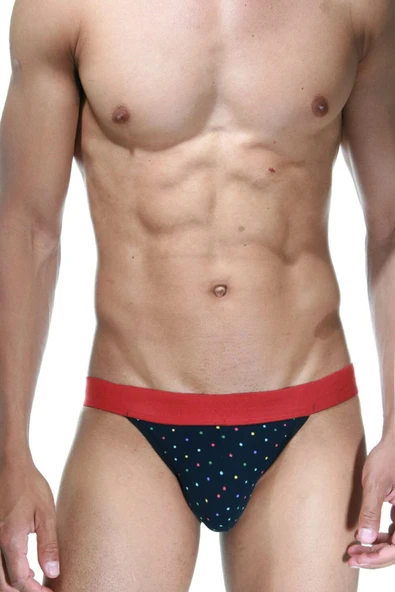 Erkek Arkası Açık Renkli Puantiyeli Jockstrap 6714