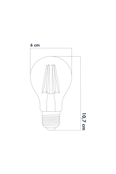 A60 Şeffaf 12W 3000K E27 Günışığı LED Dimmerli Ampul Erd-304 - 2