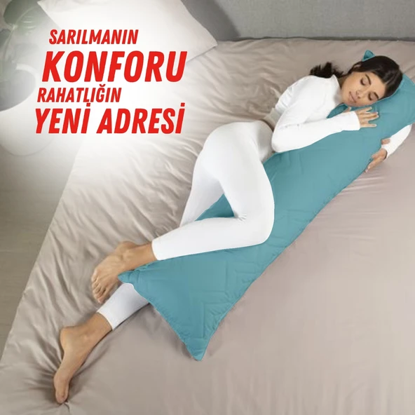 XPERMATE Sarılma Yastığı , Uyku Yastığı , Bacak Arası Yastığı Dikdörtgen 150x25 cm AçıkMavi