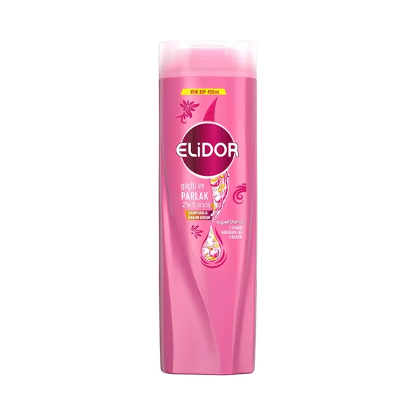 Elidor Şampuan ve Saç Bakım Kremi Güçlü ve Parlak 2'si 1 Arada 400 ml