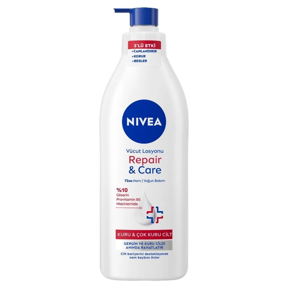 NIVEA Repair & Care Vücut Losyonu, Çok Kuru Ciltler için 72 Saat Rahatlama 400ml
