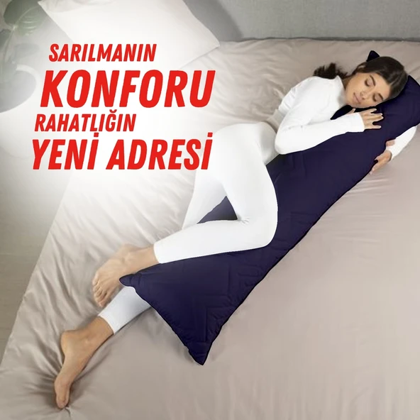 XPERMATE Sarılma Yastığı , Uyku Yastığı , Bacak Arası Yastığı Dikdörtgen 150x25 cm KoyuLacivert