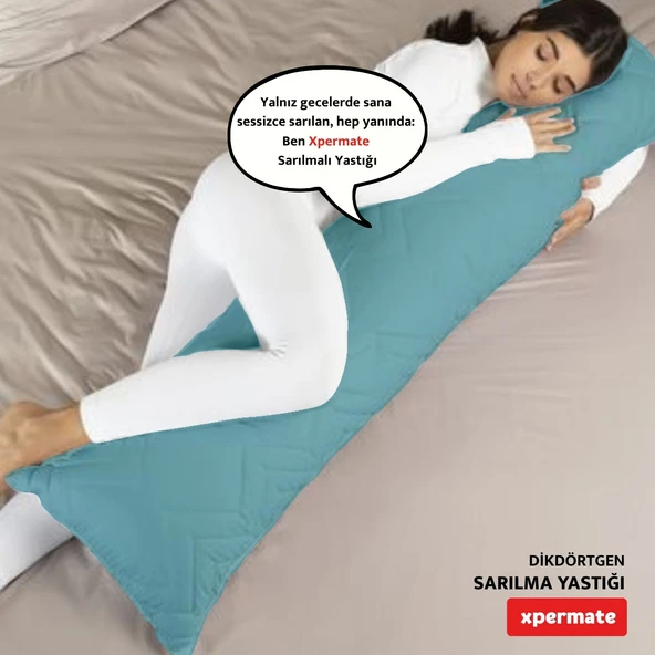 XPERMATE Sarılma Yastığı , Uyku Yastığı , Bacak Arası Yastığı Dikdörtgen 150x25 cm AçıkMavi - 1
