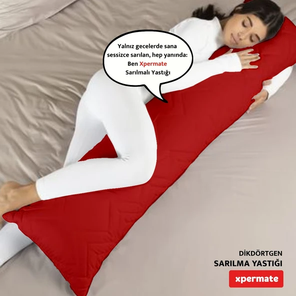 XPERMATE Sarılma Yastığı , Uyku Yastığı , Bacak Arası Yastığı Dikdörtgen 150x25 cm KoyuKırmızı ürün görseli