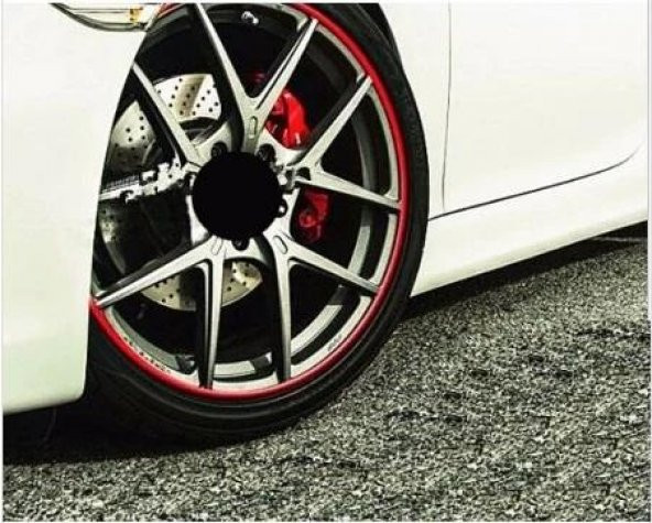 Jant Çevresine 10 Metre 9 MM Sportif Kırmızı Şerit Jant Bandı - 2
