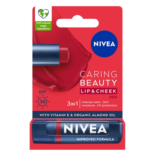 NIVEA Kırmızı Renkli Nemlendirici Dudak Bakım Kremi 4,8 G