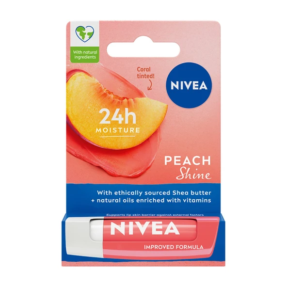 NIVEA Nemlendirici Dudak Bakım Kremi ve Parlatıcısı Şeftali Kokusu 4.8gr
