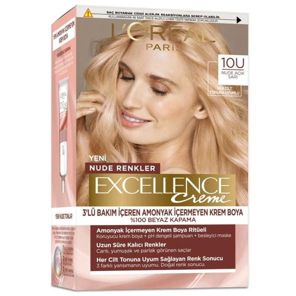 L Oréal Paris Excellence Creme Nude Renkler Saç Boyası - 10U Nude Açık Sarı