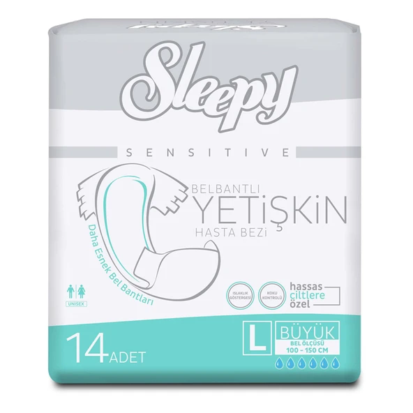 Sleepy Sensitive Belbantlı Yetişkin Hasta Bezi Large 14'lü