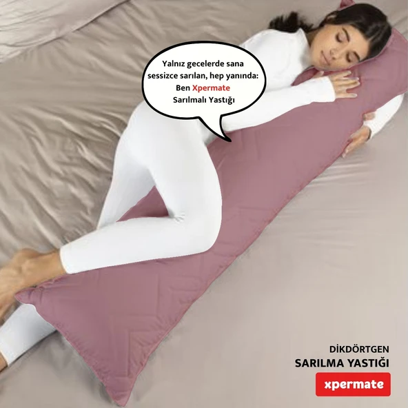 XPERMATE Sarılma Yastığı , Uyku Yastığı , Bacak Arası Yastığı Dikdörtgen 150x25 cm Toz Pembe ürün görseli