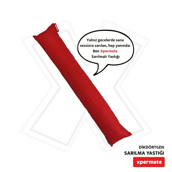 XPERMATE Sarılma Yastığı , Uyku Yastığı , Bacak Arası Yastığı Dikdörtgen 150x25 cm KoyuKırmızı - 1